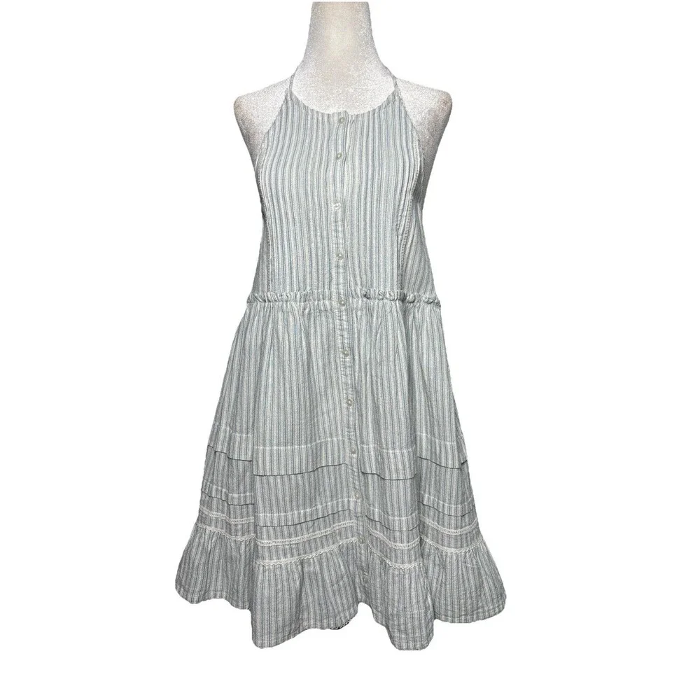 Free People Boho Womens SZ S Desert Days Stripe Mini Dress Cottagecore coastal